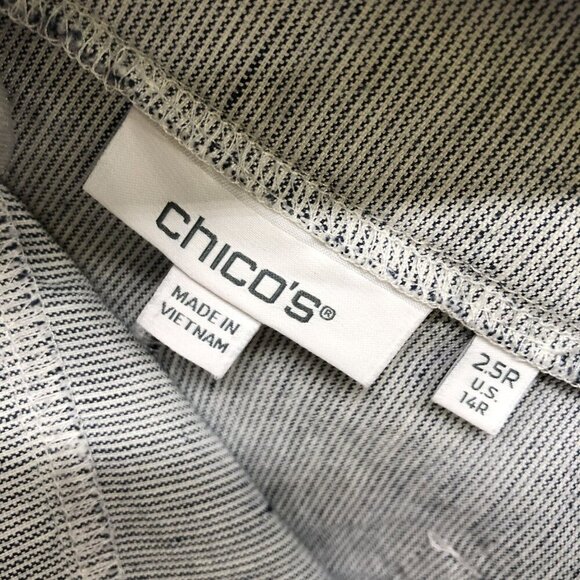 Chico's Linen Blend Pull On Pants Womens Size 14R 2.5R Blue Wide Leg Coastal - Picture 8 of 9